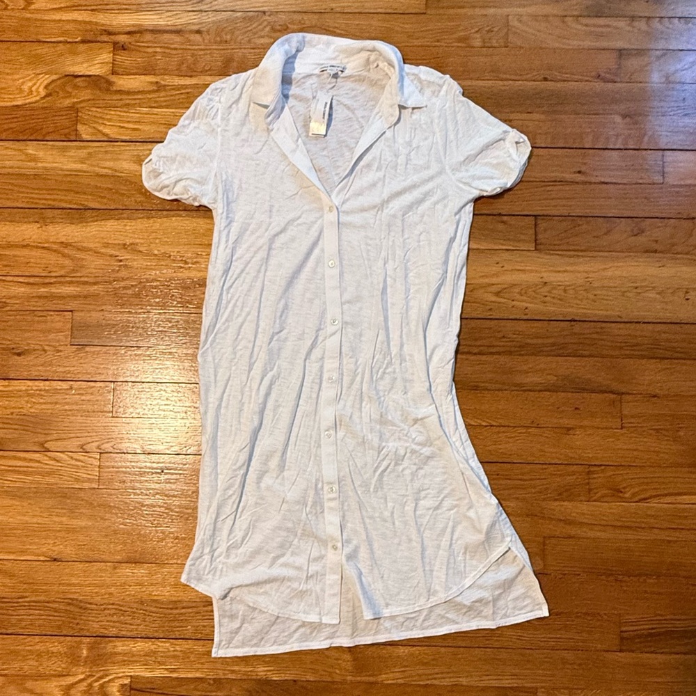 James Perse White Button-Up Dress